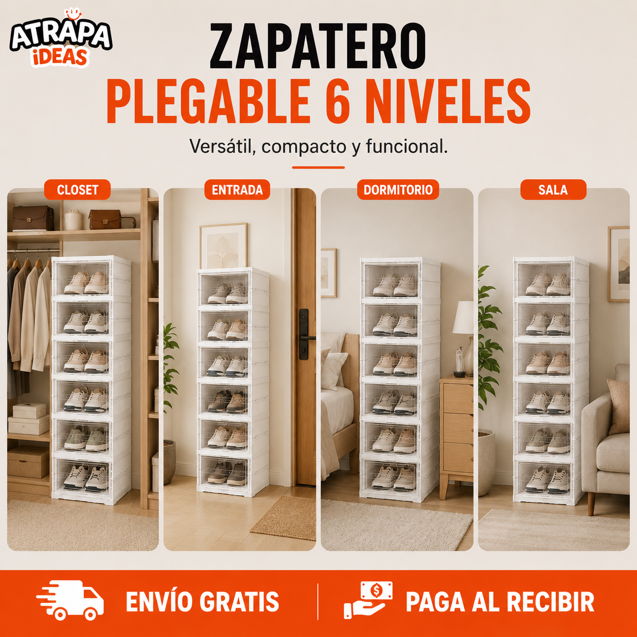 Zapatero Plegable de 6 Niveles - PROMO 50% OFF