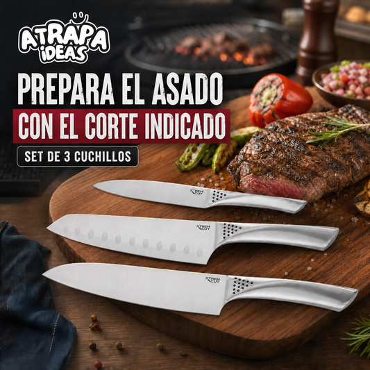 Set de 3 Cuchillos Xtrem Cut de Acero Inoxidable – 35% OFF